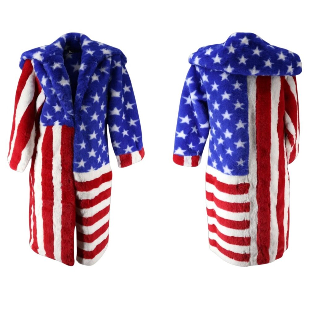 America Fur Coat Star and Stripes